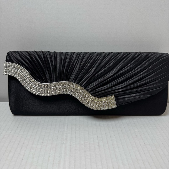 Vintage Kseymeir Evening Clutch Purses Pleated Satin Handbags Chain Bag - Picture 2 of 10